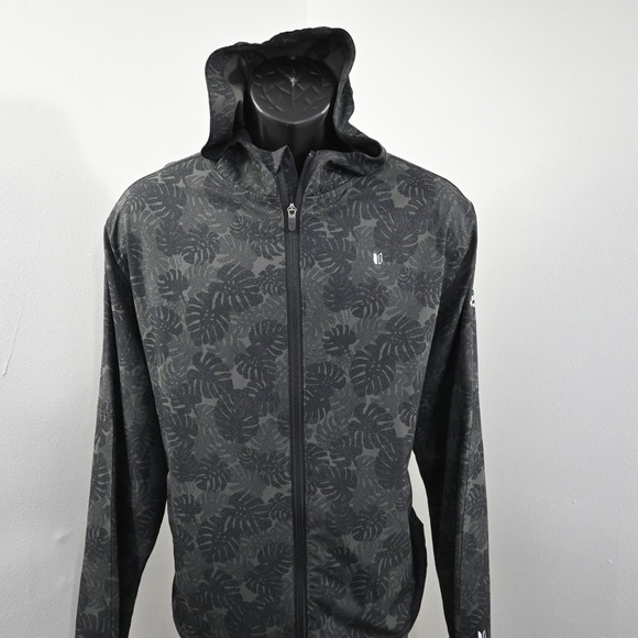Linksoul Other - Bandon Dunes Linksoul Full Zip Hoodie Mens Medium Gray Golf Leaf Print Coconut